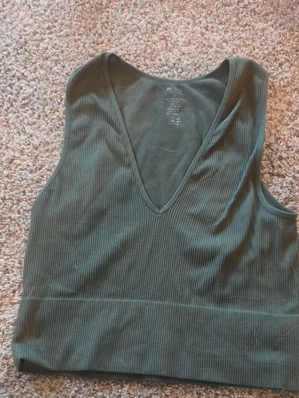 miami Ribbed V-Neck Tank Top - Olive